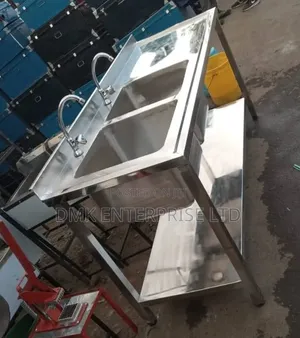 Freestanding Commercial Stainless Steel Double-Bowl Sink Table