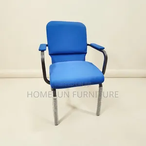 Visitor Chair – Blue Padded Seat With Metal Frame