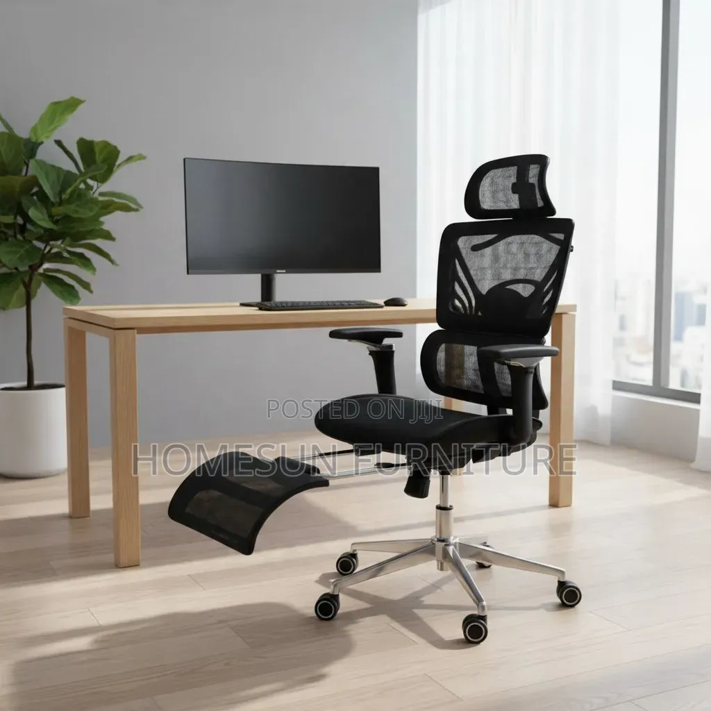 Office Chair – Ergonomic Mesh With Headrest and Footrest