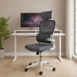 Office Chair – Grey Ergonomic High-Back With Headrest