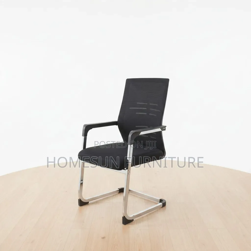 Visitor Chair – Black Mesh With Chrome Cantilever Frame