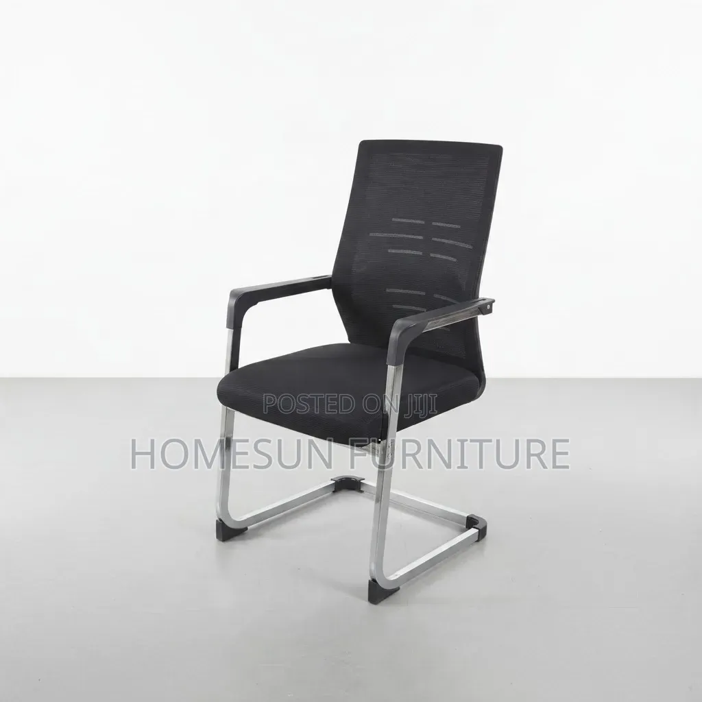 Visitor Chair – Black Mesh With Chrome Cantilever Frame