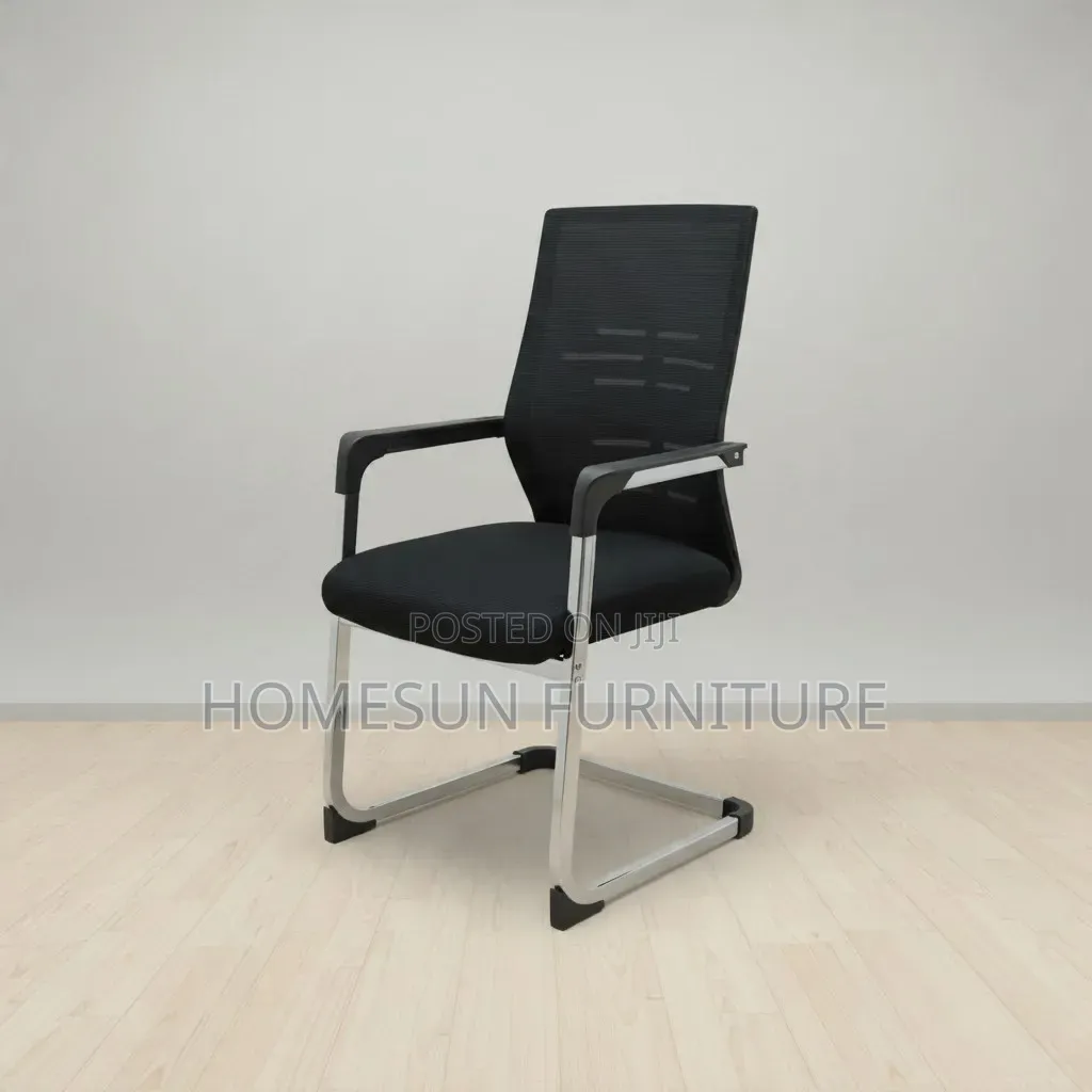 Visitor Chair – Black Mesh With Chrome Cantilever Frame