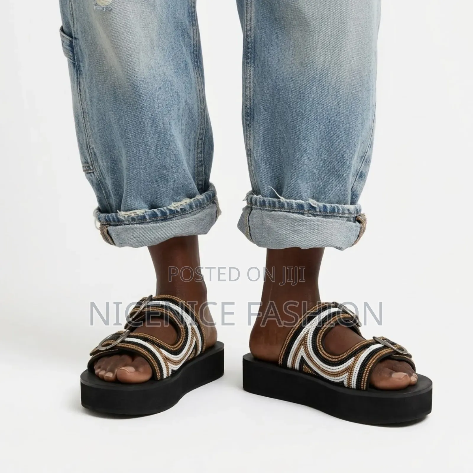 Unisex Leather Sandals –Beaded