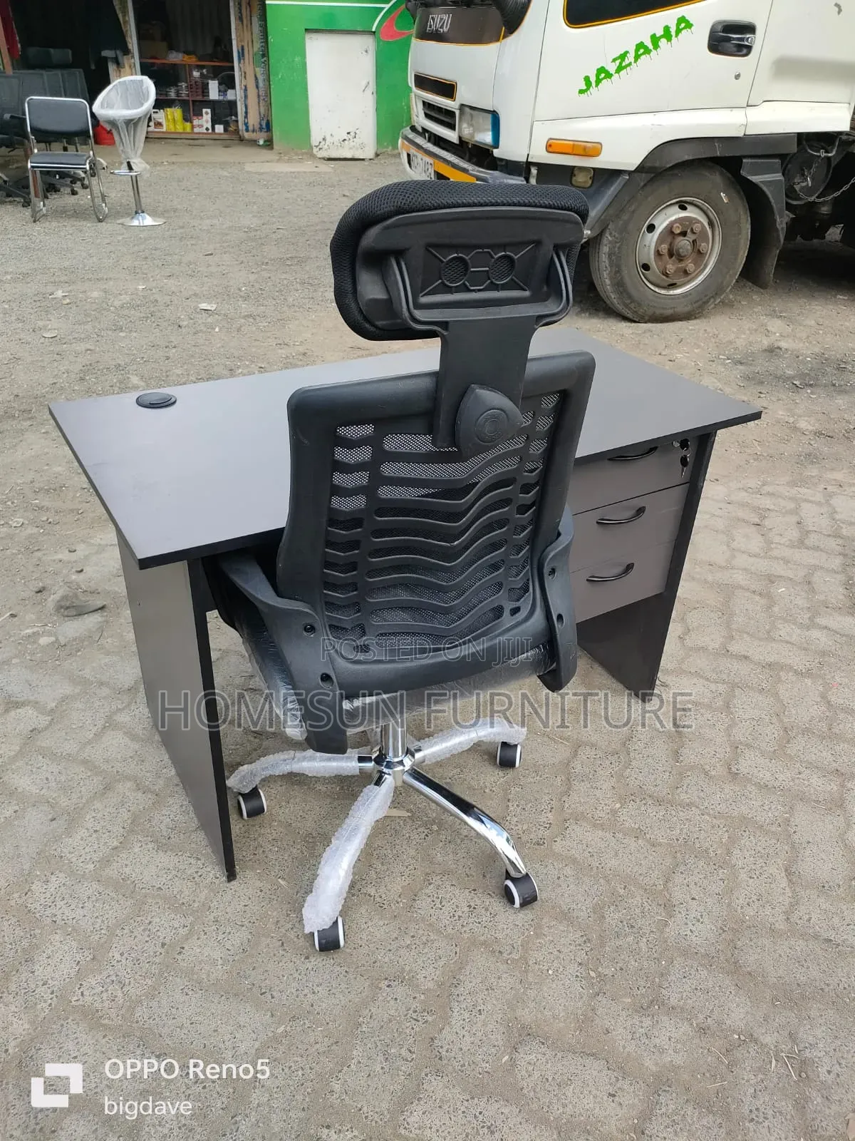 Home Study Desk and Ergonomic Headrest Office Chair