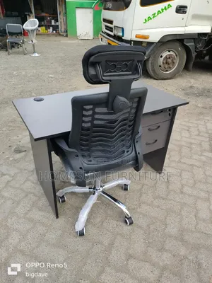Home Study Desk and Ergonomic Headrest Office Chair