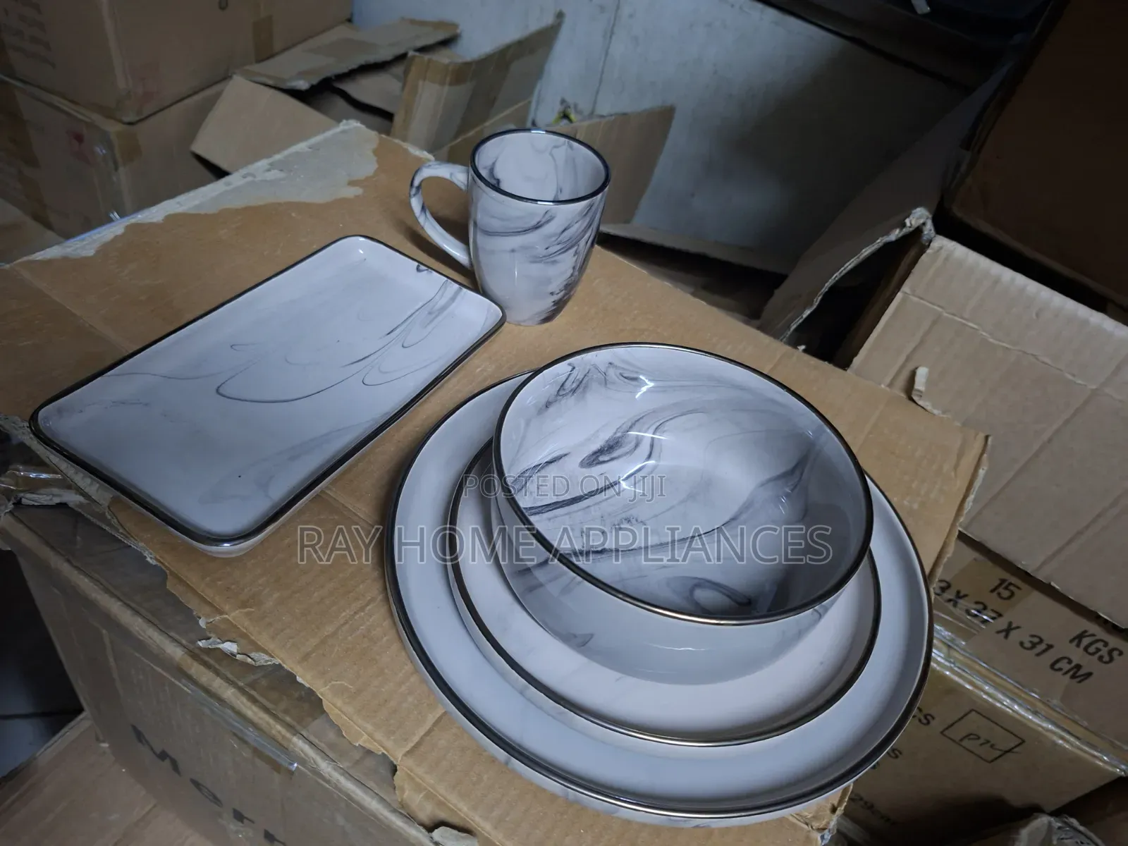 Ceramic Brown 26 Pieces Dinner Set