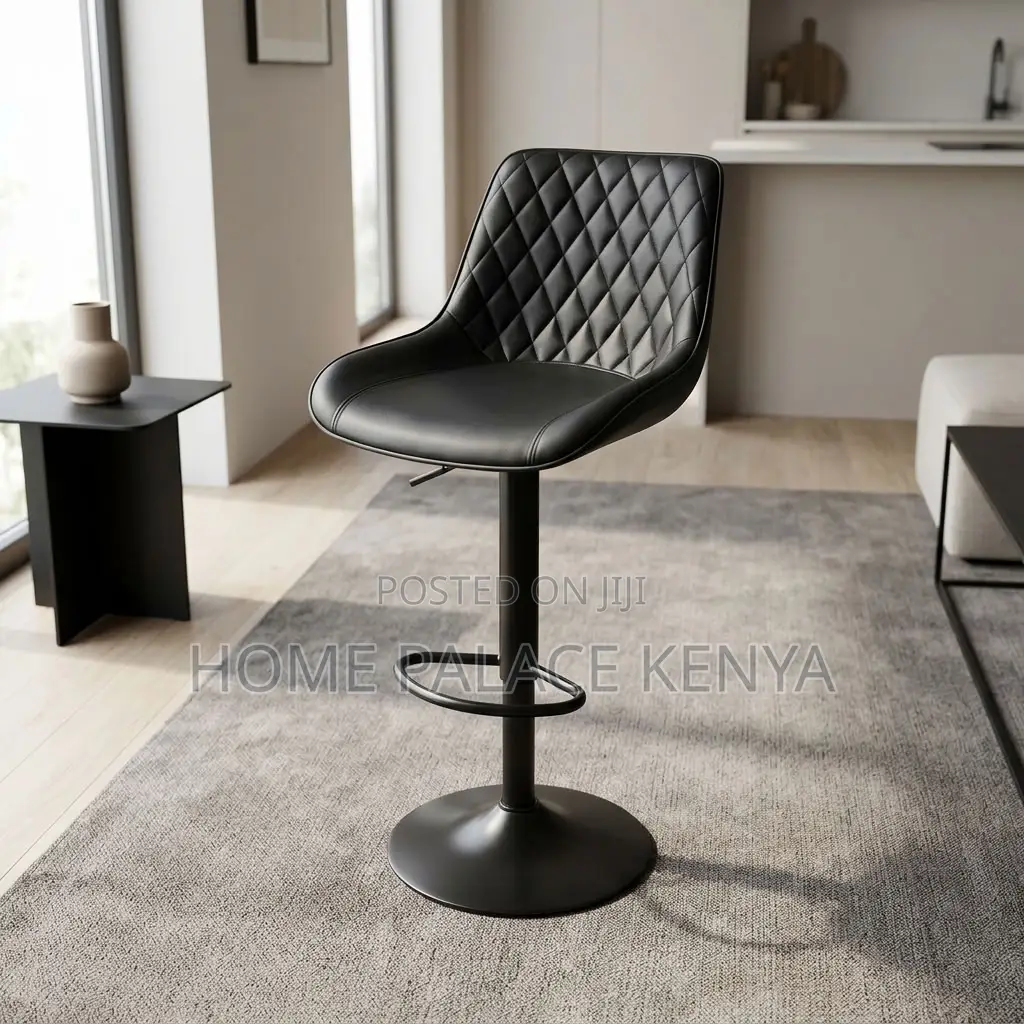 Home Counter Stool; Black Adjustable Kitchen Stool