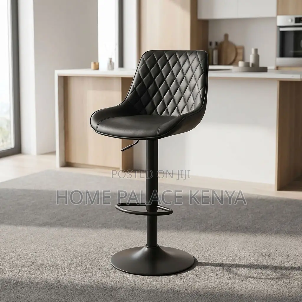 Home Counter Stool; Black Adjustable Kitchen Stool