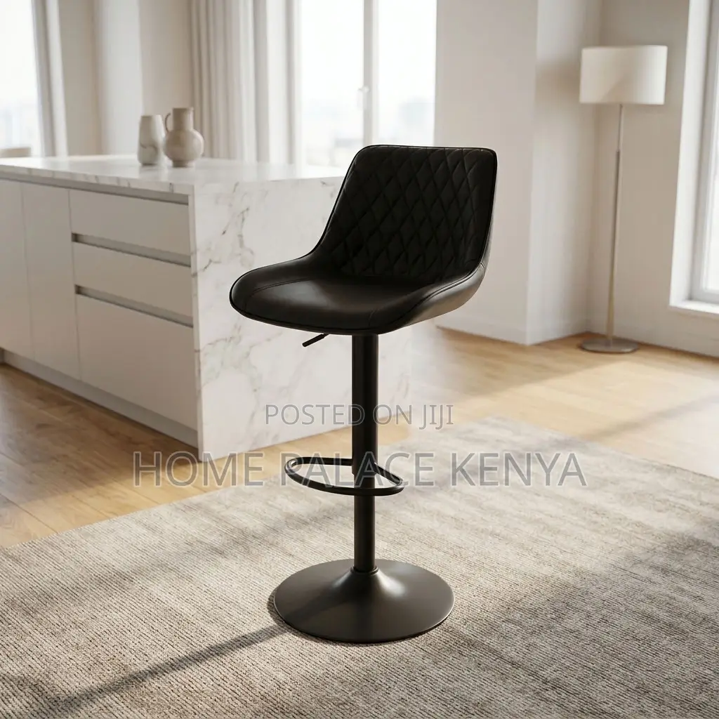 Home Counter Stool; Black Adjustable Kitchen Stool