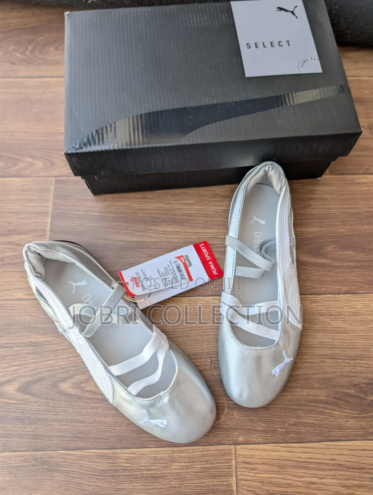 Ladies Puma Ballets Leather Silver Sneakers