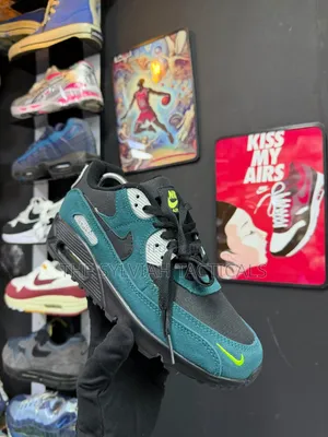 Nike Air Max 90 “ Dark Teal, Black, and Volt/Cool Grey”