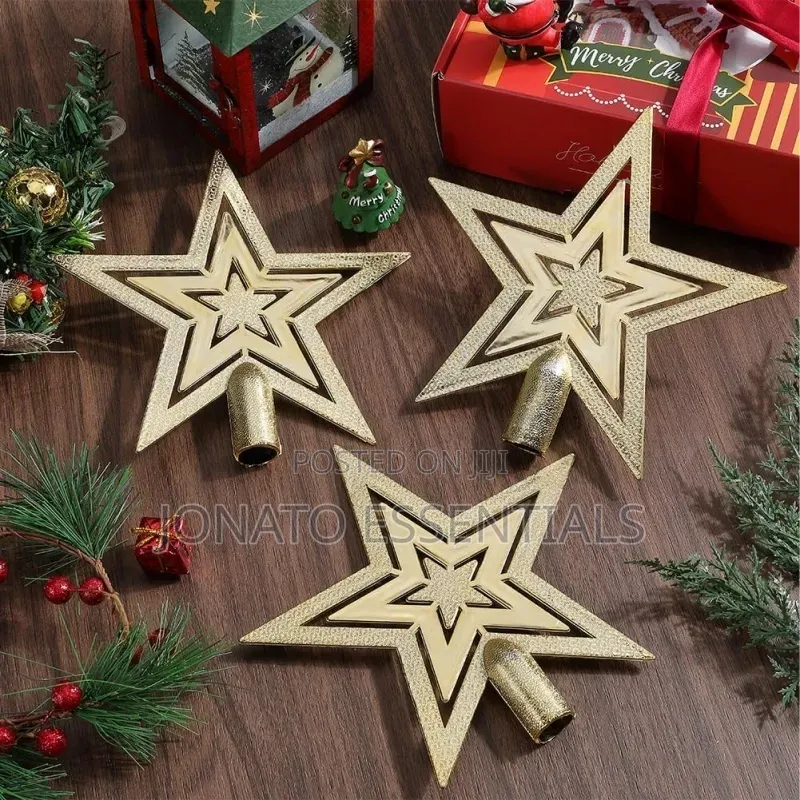 Shiny Gold Star Christmas Tree Topper