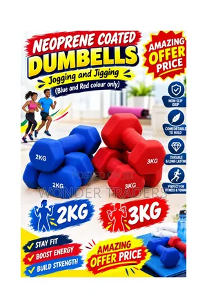 Neoprene Coated Dumbells*
*Jogging and Jigging* 3kg 