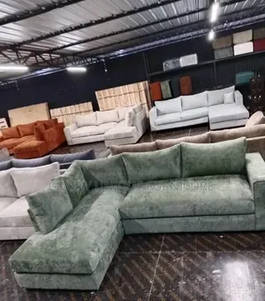 Sage Green 5-Seater L-Shaped Sofa