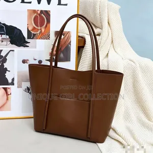 Premium Leather Tote Bag With Pouch - Fits Laptop Perfectly