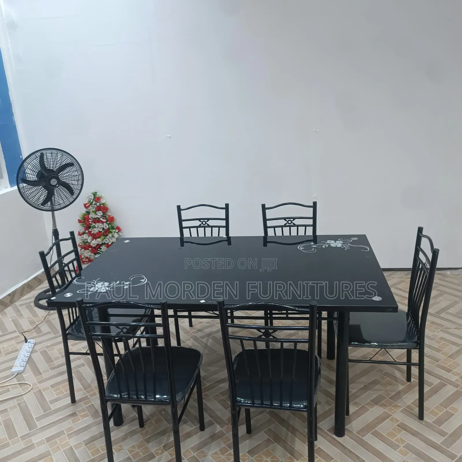 Dining Set 6 Black Chairs