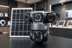 Triple Lens 4G PTZ Solar CCTV Camera With Three Screens