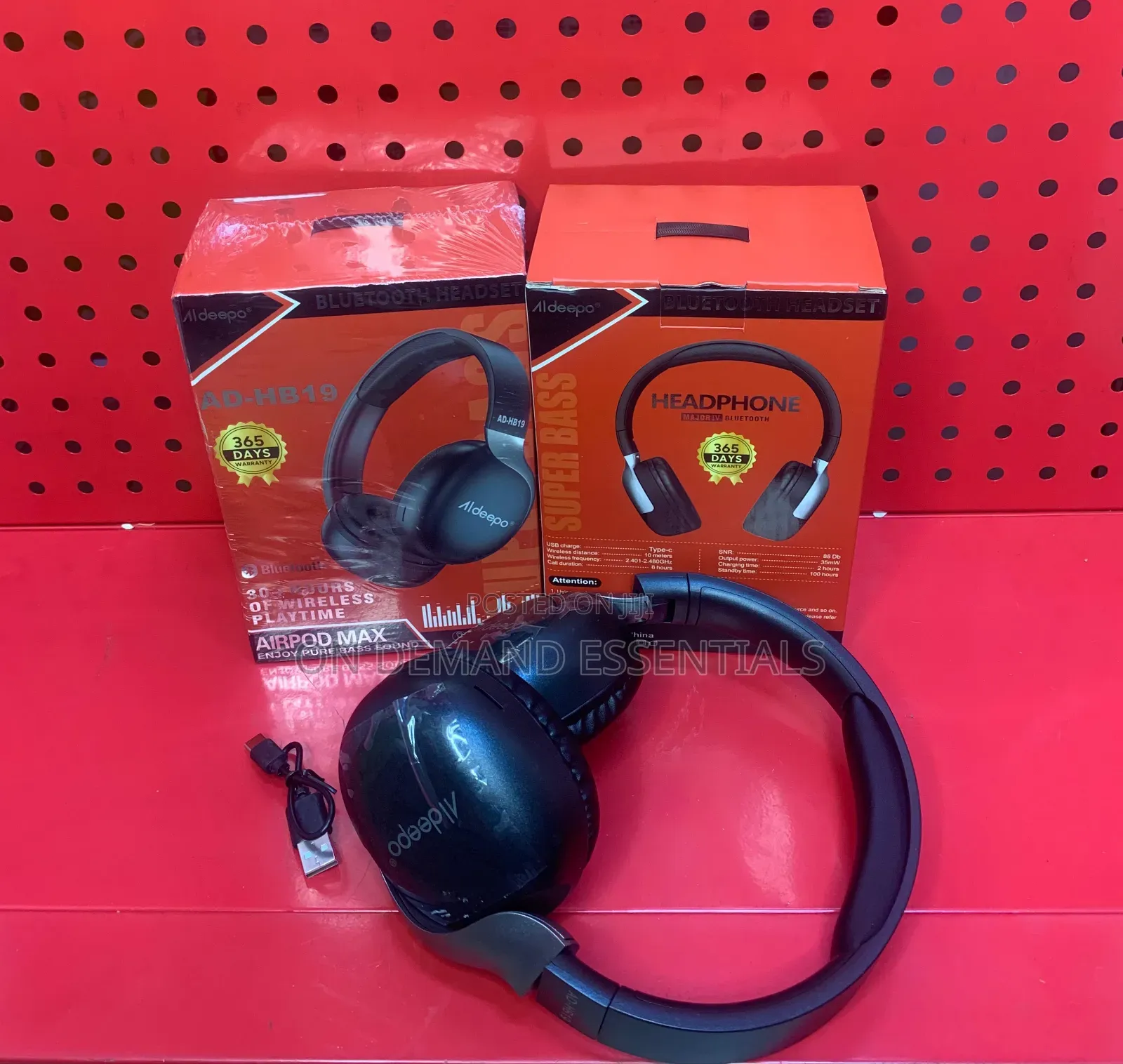 *Aldeepo Ad-Hb19 Bluetooth Headphones* * USB Charger Type C Cable