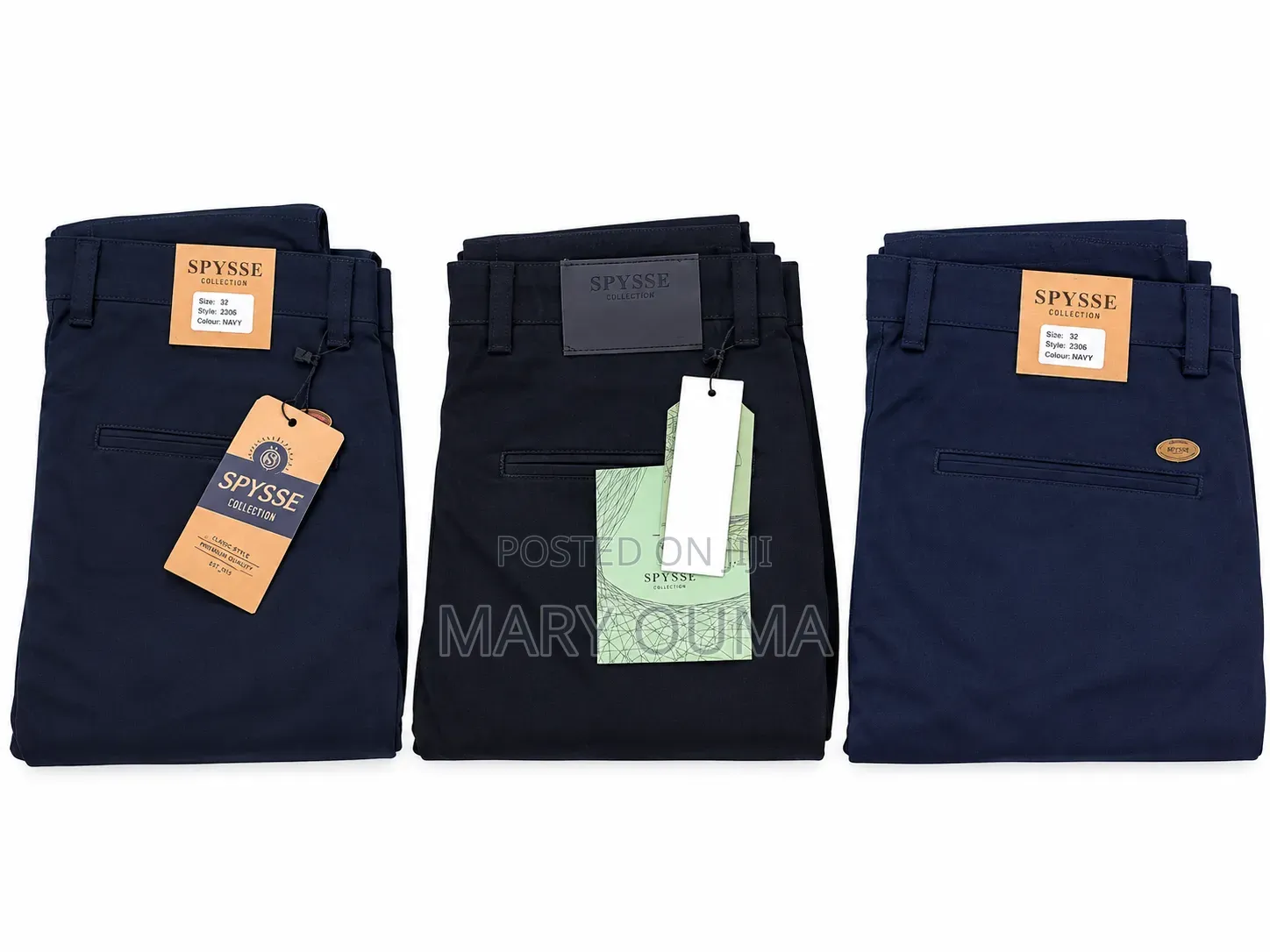 Men Plain and Side Pockets Khaki Trouser