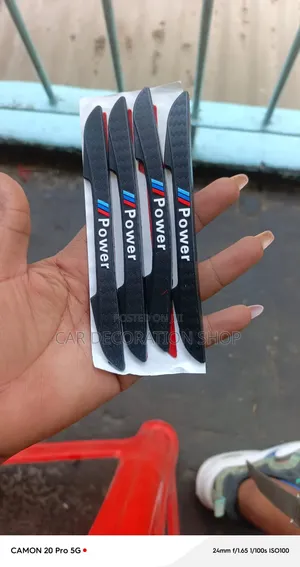 4pc M Power Car Door Edge Guard Strips With Iconic Tricolor Stripes