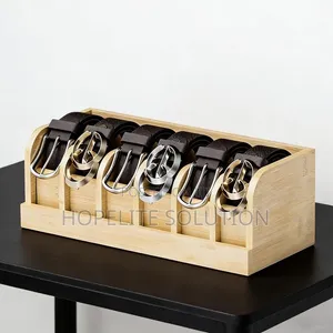 6 Slot Premium Bamboo Belt Organizer