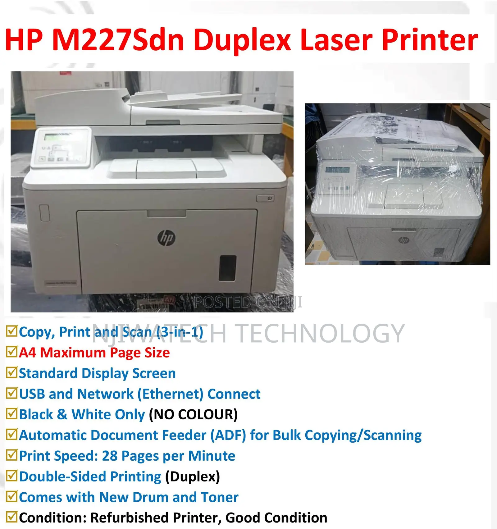 HP M227sdn Laser Duplex Printer