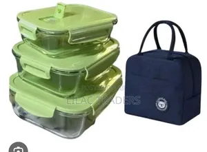 Special Offer! Lunch Bag + 3 PCS Glass Food Container Set pA