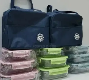 Lunch Bag With 3 PCS Airtight Glass Food Storage Bowls pA