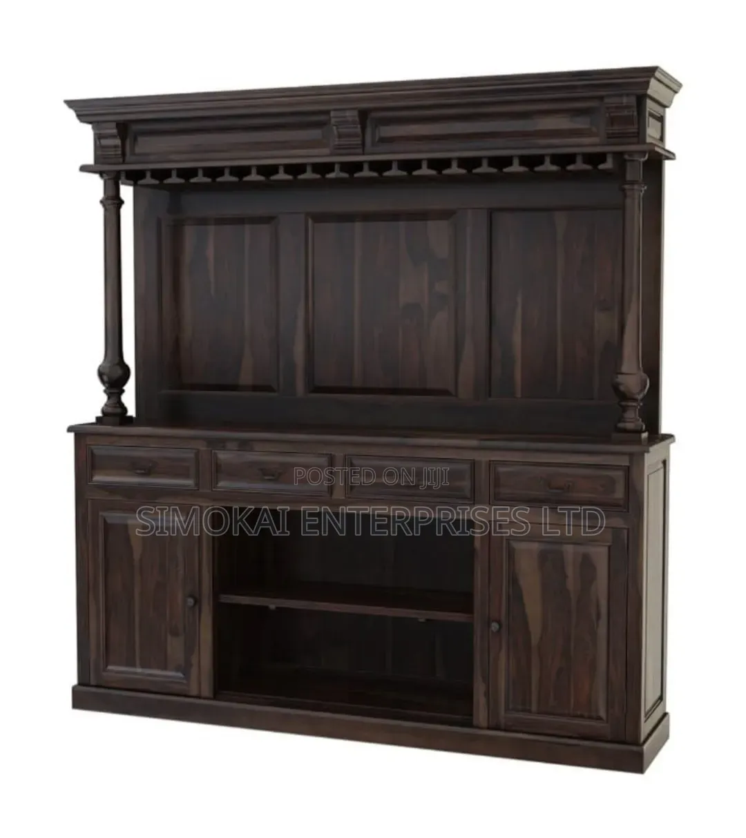 Giante Rustic Solid Wood Home Bar Set With Stool Set of 2