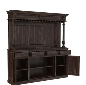 Giante Rustic Solid Wood Home Bar Set With Stool Set of 2