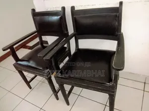 Vintage Black Leather Armchairs