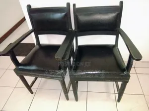 Vintage Black Leather Armchairs