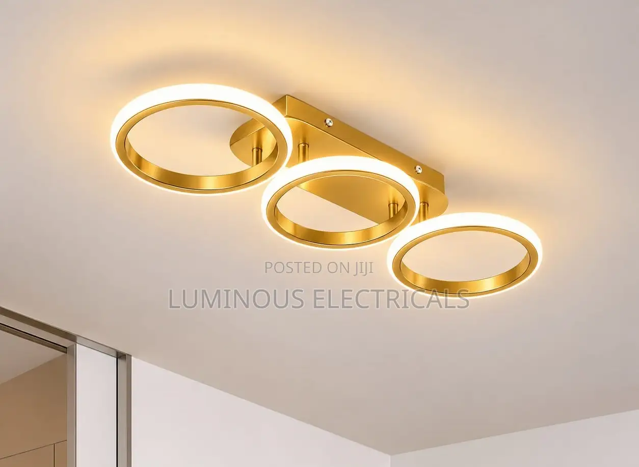Modern 3-Ring LED Tricolor Ceiling Light - Luxury Gold