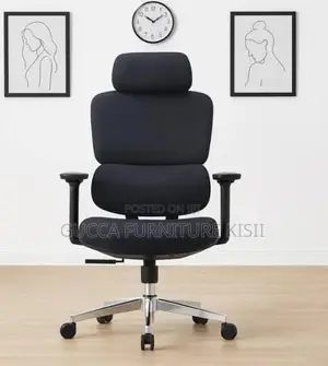 Black Fabric Ergonomic Chair With Back Support