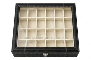 24 Slots With Pillows* — Black Faux Leather With White Stitching