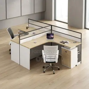 Office Workstation Desk : Curved Two-Person Office Workstation Desk