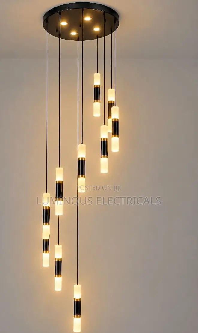 Modern 10-Light LED Spiral Staircase Chandelier Luxury Long Drop