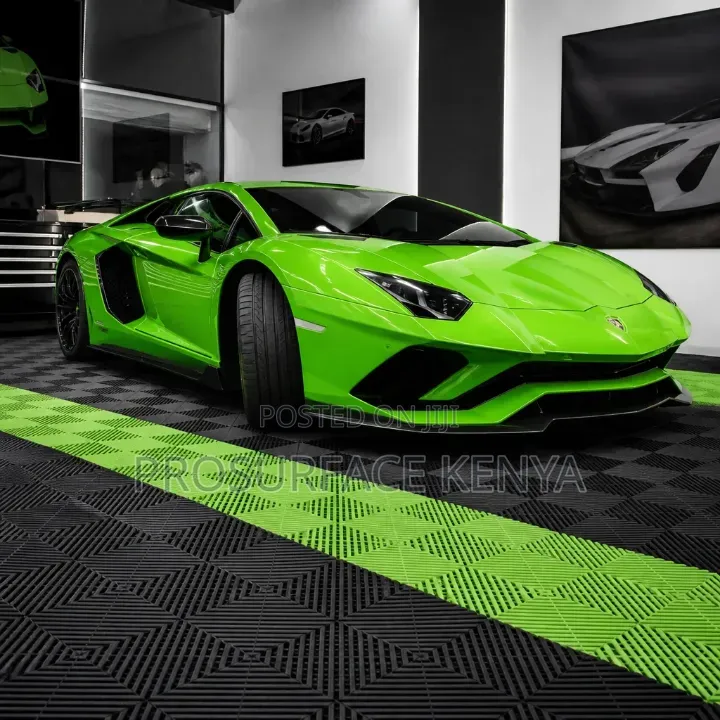 Garage Floor Tiles in Black Grey and Yellow