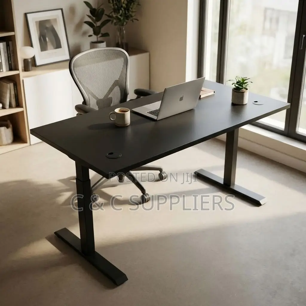 Black Adjustable Sit & Stand Desk-120cm