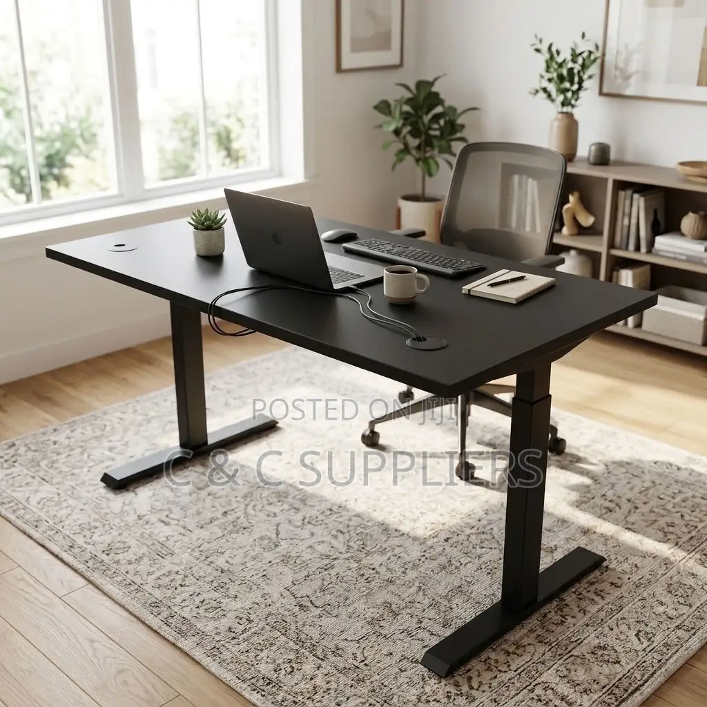 Black Adjustable Sit & Stand Desk-120cm