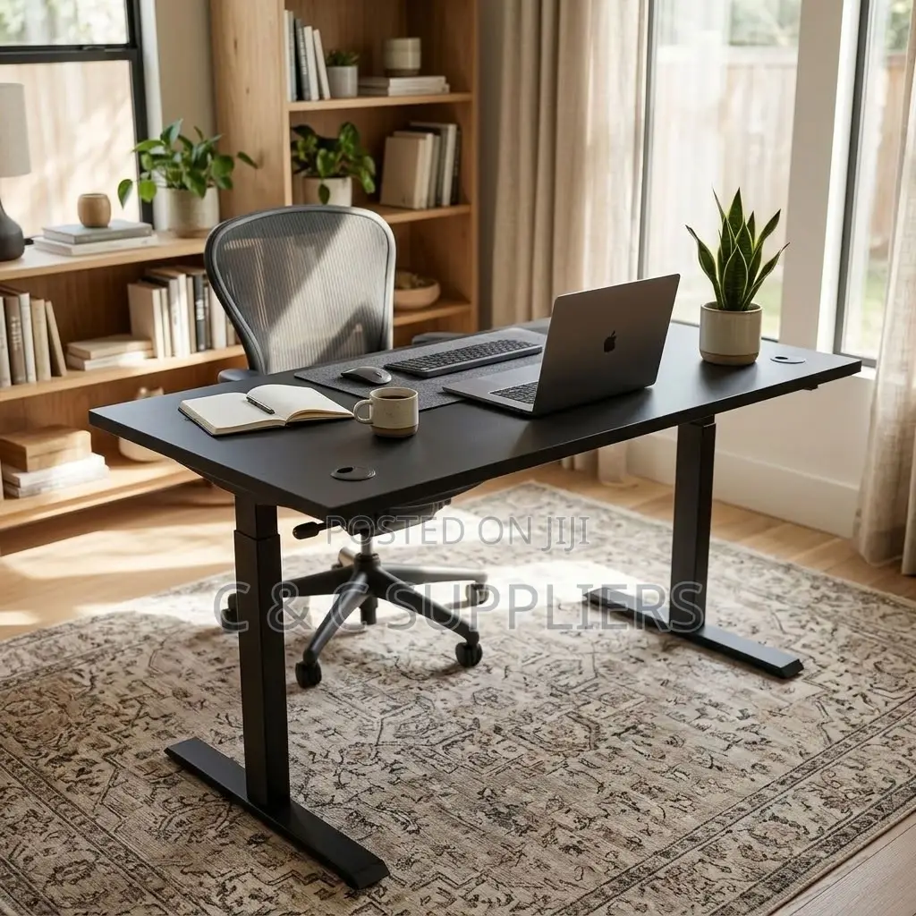 Black Adjustable Sit & Stand Desk-120cm