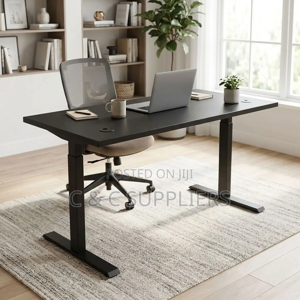 Black Adjustable Sit & Stand Desk-120cm