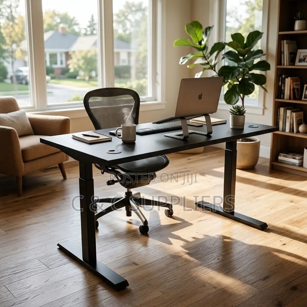 Black Adjustable Sit & Stand Desk-120cm