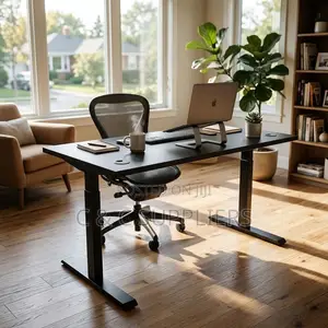 Black Adjustable Sit & Stand Desk-120cm