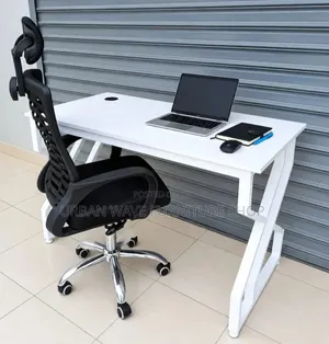 Headrest Office Chairs and Metallic Stand Desks