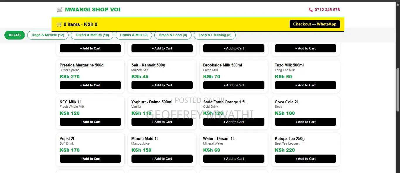 Professional Shop Website With Products + Mpesa + Google Map Live Demo