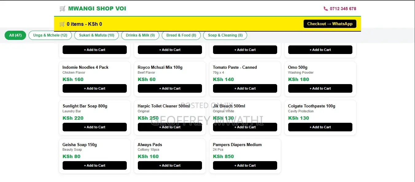 Professional Shop Website With Products + Mpesa + Google Map Live Demo