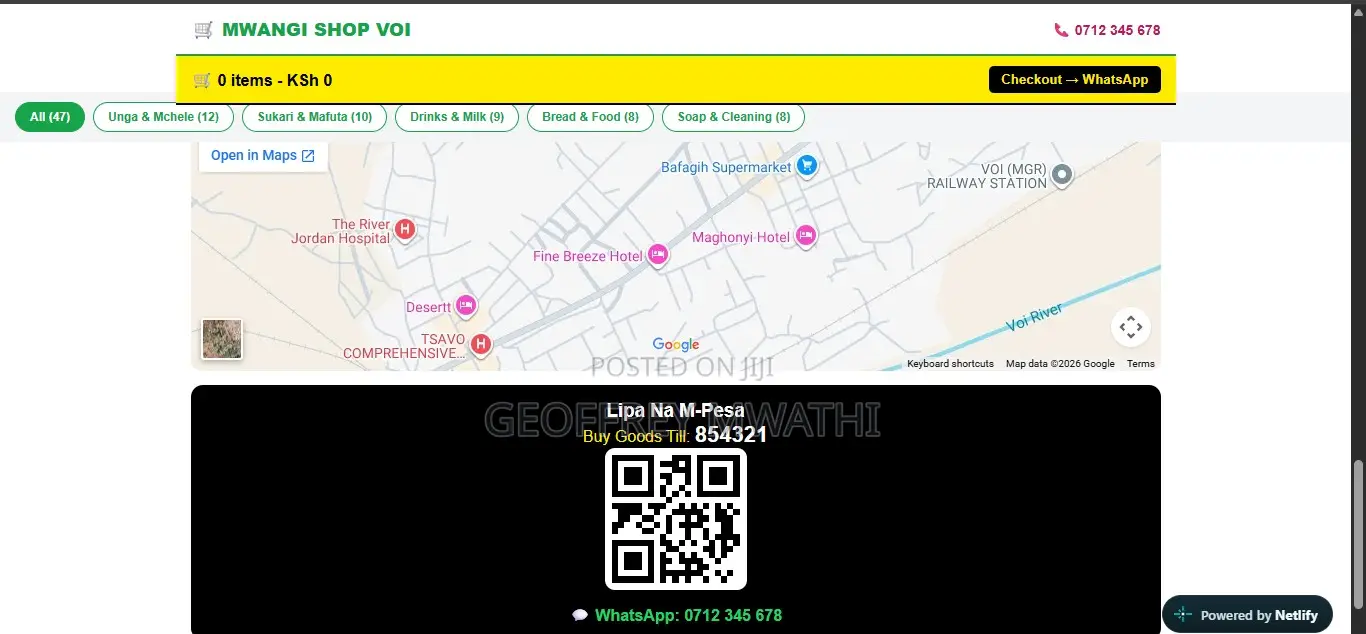 Professional Shop Website With Products + Mpesa + Google Map Live Demo