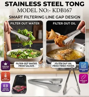 Stainless Steel Oil and Water Filtering Tongs / Food Strainer